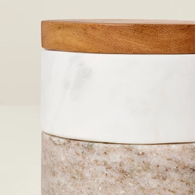 3pc Marble Stacking Salt & Pepper Cellar White/Warm Gray - Hearth & Handâ„¢ With Magnolia - Image 3