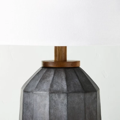 Carved Ceramic Table Lamp Dark Gray (Includes LED Light Bulb) - Hearth & Handâ„¢ With Magnolia - Image 2