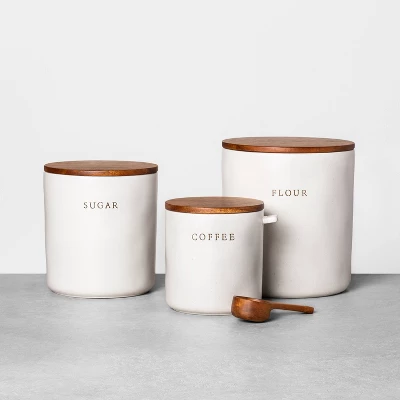 37oz Stoneware Coffee Canister With Wood Lid & Scoop Cream/Brown - Hearth & Hand™ With Magnolia - Image 2