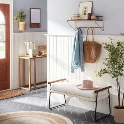 24" Wood & Brass Wall Shelf With Hooks - Hearth & Hand⢠With Magnolia