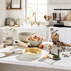 10.5" Fluted Stoneware Pie Dish Cream - Hearth & Hand™ With Magnolia