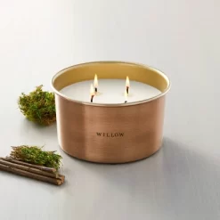 Lidded Metal Willow 4-Wick Jar Candle Brass Finish 20oz - Hearth & Hand⢠With Magnolia