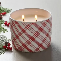 Plaid Ceramic Balsam & Berry Jar Christmas Candle Red 11oz - Hearth & Hand⢠With Magnolia