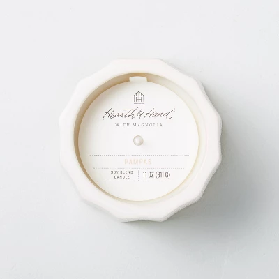 Wide Fluted Speckled Ceramic Pampas Jar Candle Tonal Cream 11oz - Hearth & Handâ„¢ With Magnolia - Image 2