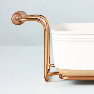 4.25qt Oven-to-Table Stoneware Baking Dish With Cradle Carrier Cream/Clay - Hearth & Handâ„¢ With Magnolia - Image 3