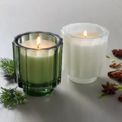 2pk Fluted Glass Candle Gift Set - Cypress & Pine/Mulled Spice 4.6oz - Hearth & Hand™ With Magnolia