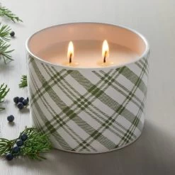 Plaid Ceramic Cypress & Pine Jar Christmas Candle Light Green 11oz - Hearth & Hand⢠With Magnolia