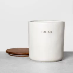 67oz Stoneware Sugar Canister With Wood Lid Cream/Brown - Hearth & Hand⢠With Magnolia