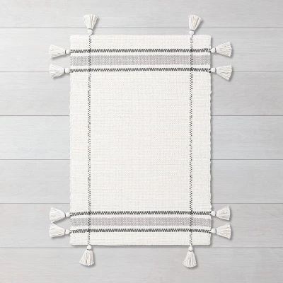 Simple Border Stripe With Corner Tassel Rug White/Gray - Hearth & Hand™ With Magnolia - Image 2