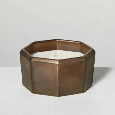 Octagonal Ceramic Salted Honey Fall Jar Candle Metallic Bronze - Hearth & Handâ„¢ With Magnolia - Image 5
