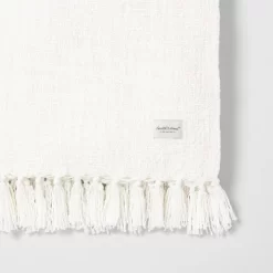 Knotted Fringe Throw Blanket White - Hearth & Hand™ With Magnolia