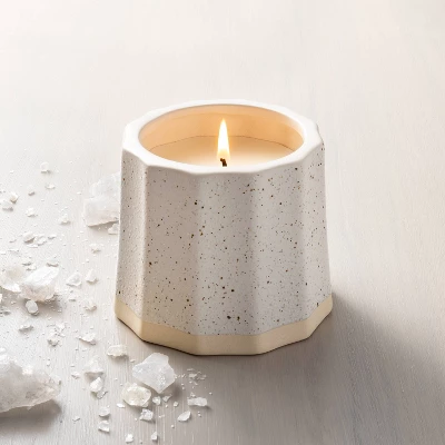 Wide Fluted Speckled Ceramic Salt Jar Candle Tonal Cream 11oz - Hearth & Handâ„¢ With Magnolia
