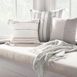 24"x24" Vertical Stripe Oversized Throw Pillow Sour Cream/Gray - Hearth & Hand⢠With Magnolia